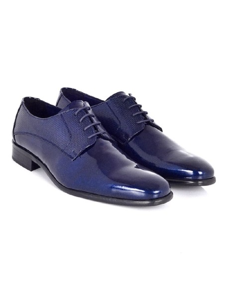 Blue leather derby