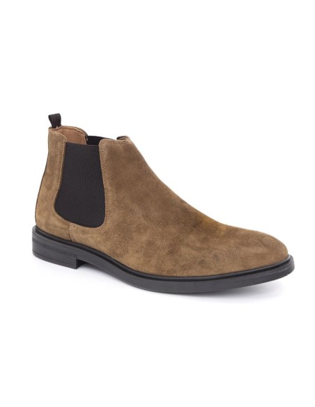 Botines Chelsea de ante afelpado color cuero