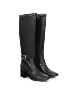 Botas de mujer de piel con aplique metálico color negro