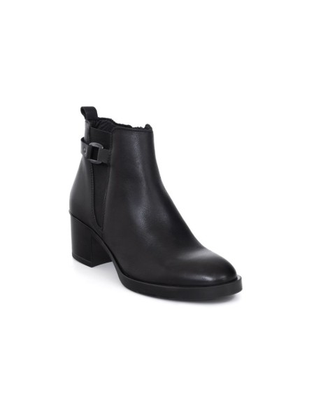 Botines de mujer de piel con cremallera color negro