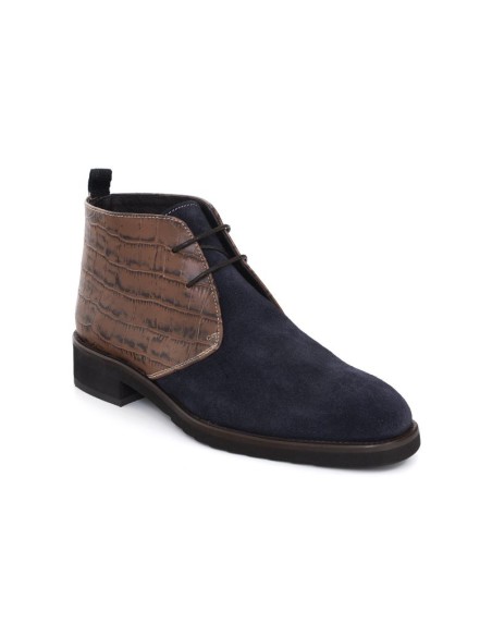 Botines de mujer de piel combinado de pieles color azul