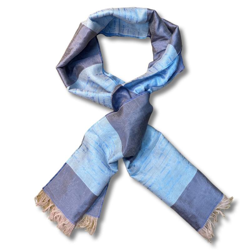 Foulard para mujer liso con rayas color azul NIC-1539-BLUE