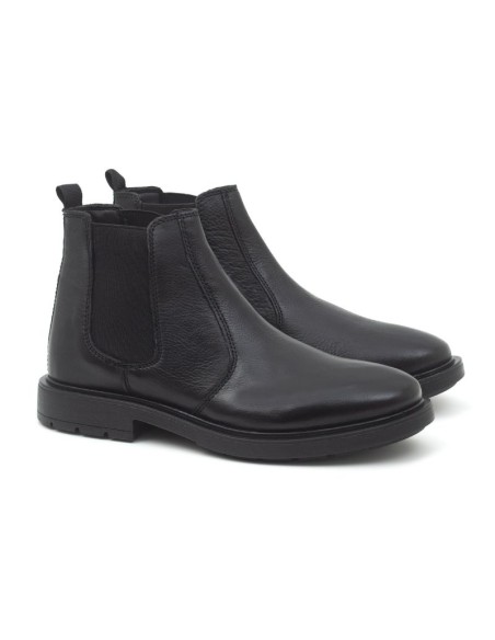Botines Chelsea de piel con elástico lateral color negro