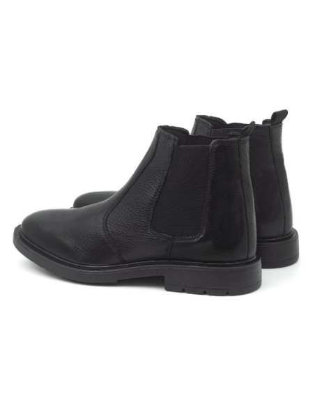 Botines Chelsea de piel con elástico lateral color negro