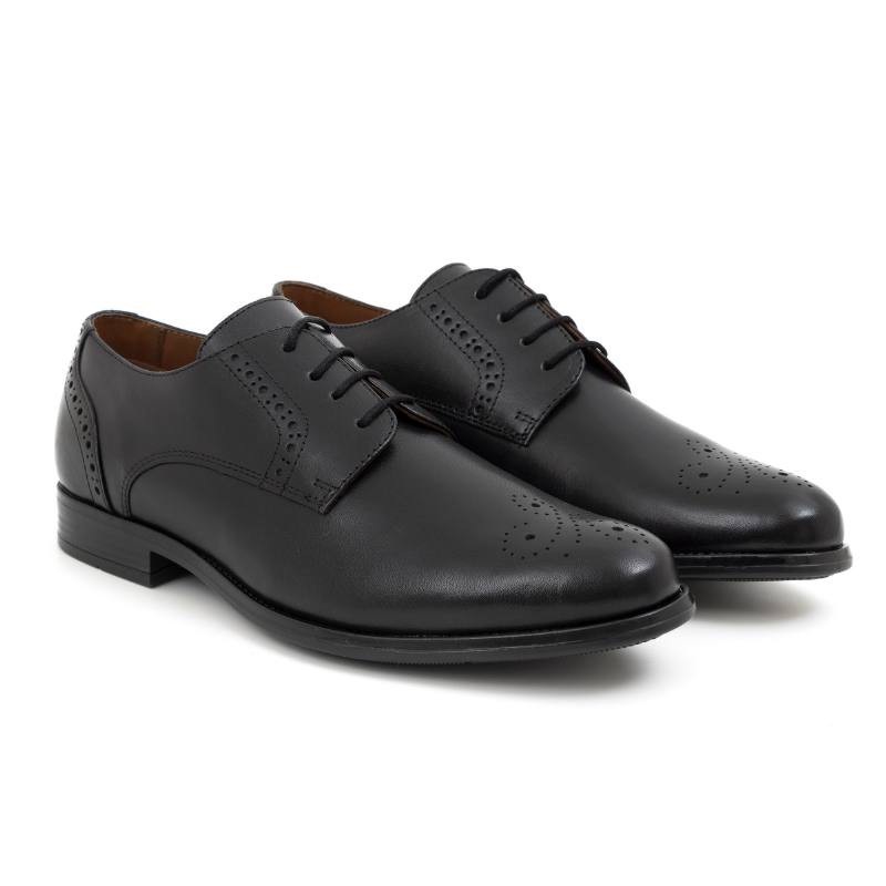 Derby en cuir noir PARMAR-BLACK