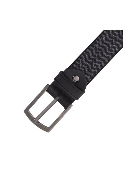 Cinturón combinado con piel con costura color negro