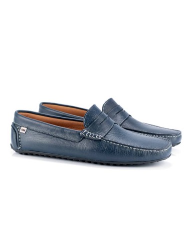 Mocasín de piel con antifaz color azul