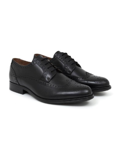 Derby de piel brogado color negro PAVERMAN-NEGRO