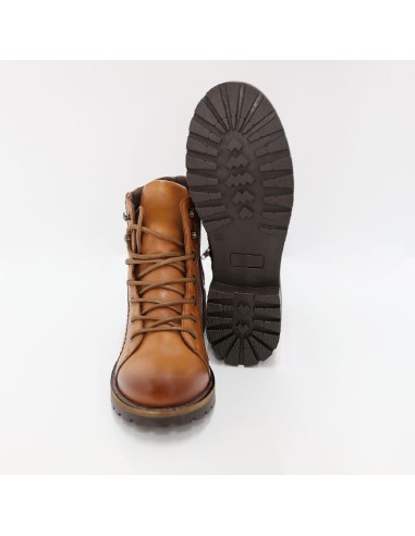 Botines de mujer de piel acabado a mano color marrón