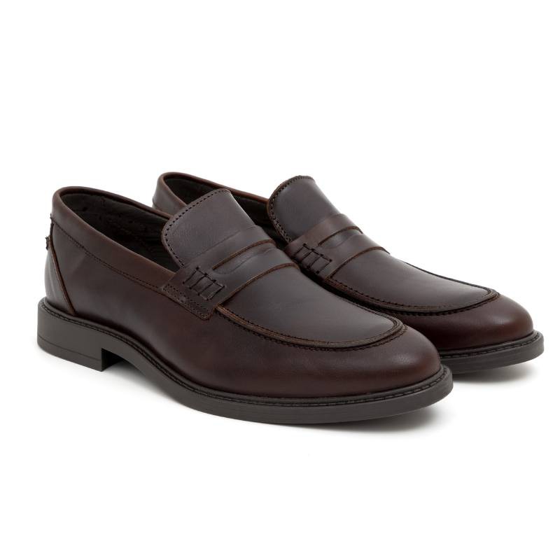 Mocasín de piel con antifaz color marrón PIERO-MARRON