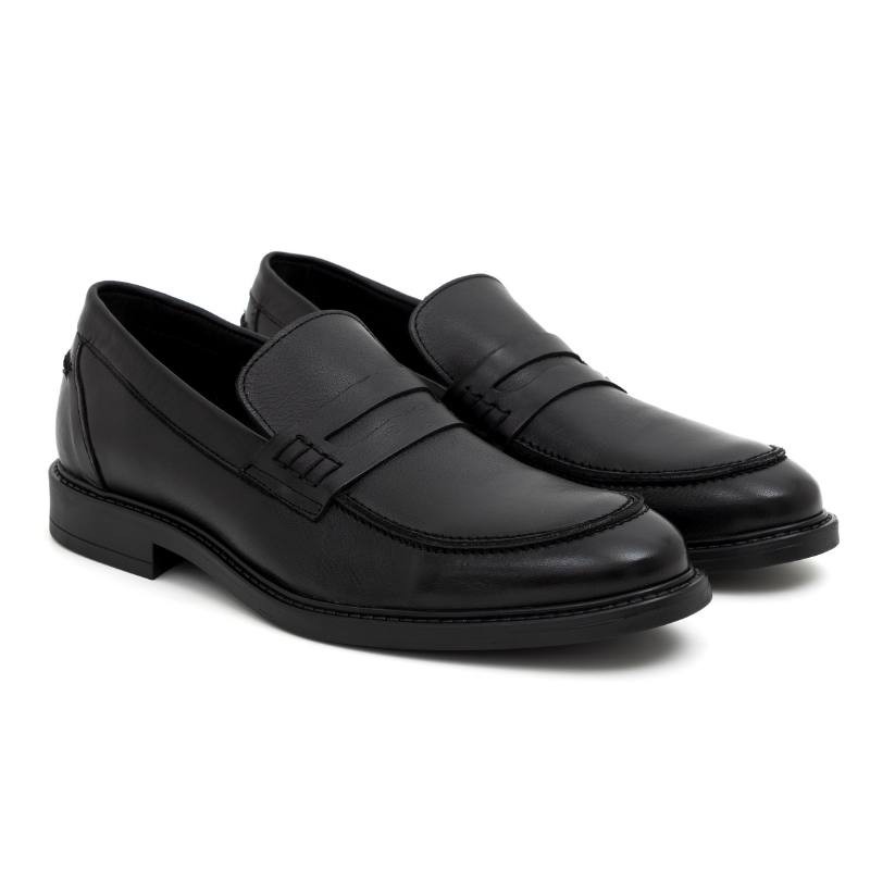 Mocasín de piel con antifaz color negro PIERO-NEGRO