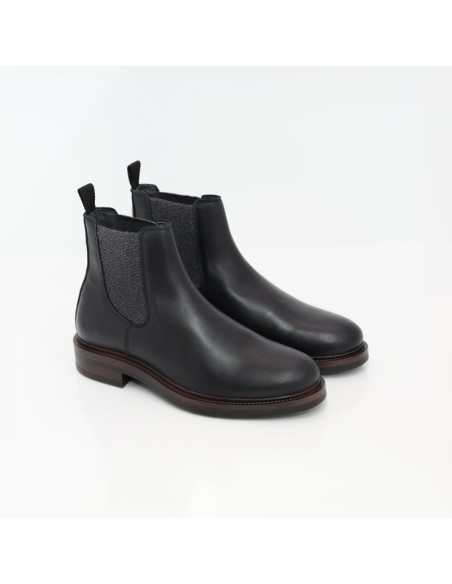 Black leather chelsea boots