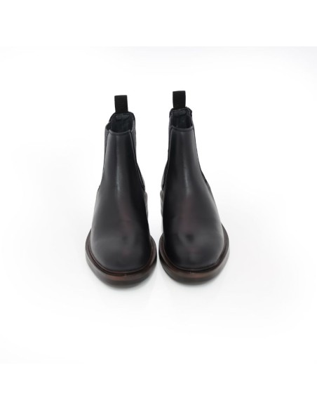 Black leather chelsea boots