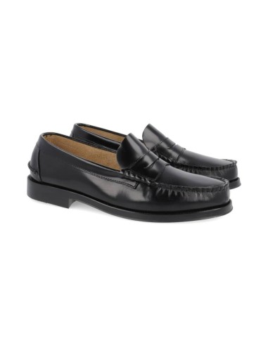 Castillans en cuir noir PLOMAN-NEGRO