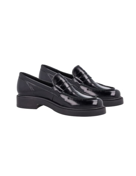 Black leather women's moccasins
