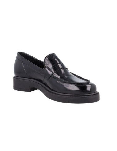 Black leather women's moccasins