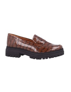 Mocasines de mujer de piel trenzado color beige 2