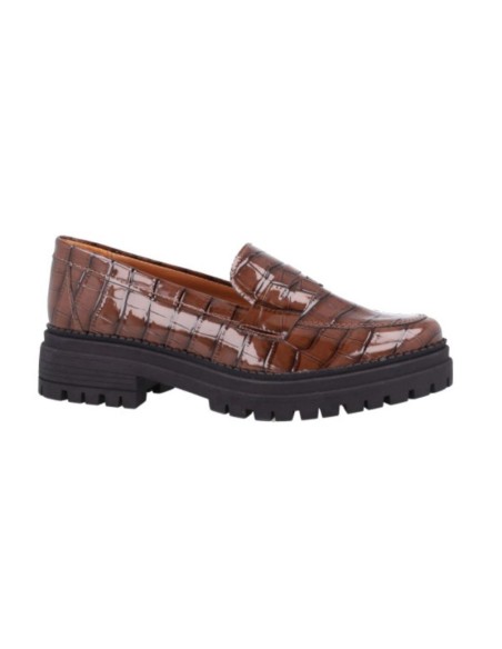 Mocasines de mujer de piel trenzado color beige