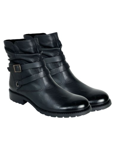 Botines de mujer de piel brogado color negro
