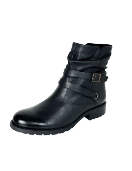 Botines de mujer de piel brogado color negro
