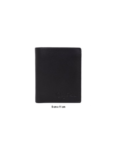 Cartera de piel cosido artesano color negro