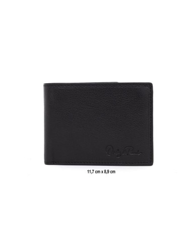 Cartera de piel cosido artesano color negro