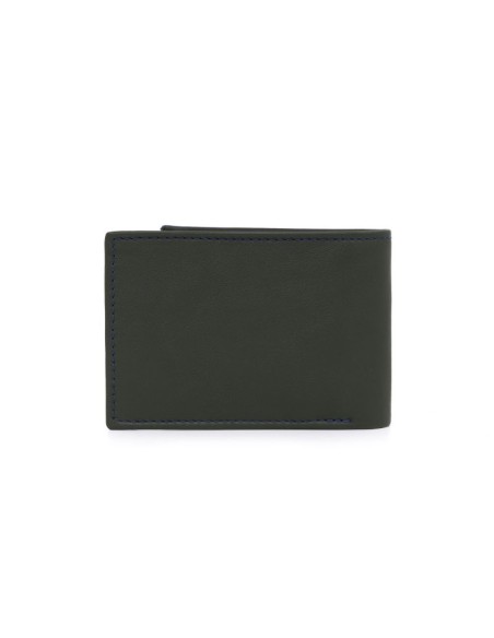 Cartera de piel con costura en contraste color verde