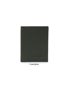 Cartera de piel con costura en contraste color verde