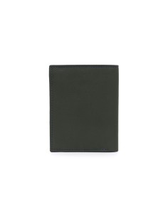 Cartera de piel con costura en contraste color verde 2