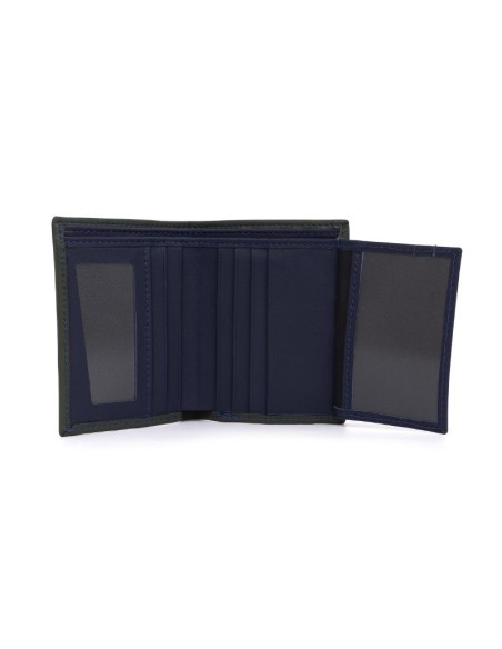 Cartera de piel con costura en contraste color verde