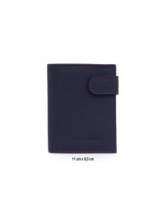 Cartera de piel con costura en contraste color azul