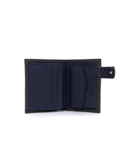 Cartera de piel con costura en contraste color verde