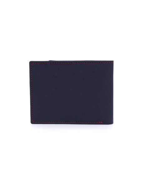 Cartera de piel con costura en contraste color azul