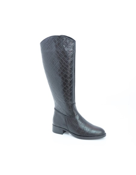 Botas de mujer de piel con piel de coco color negro