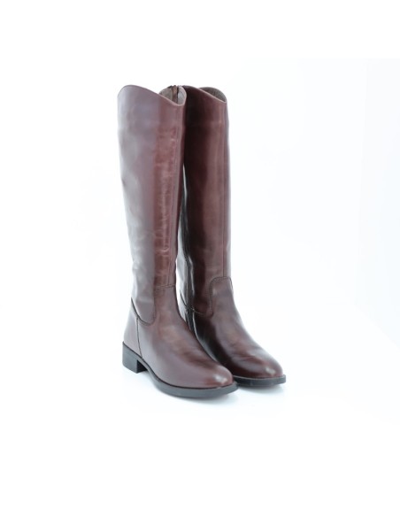 bottes femme de peau marron W-MATEY-MARRON