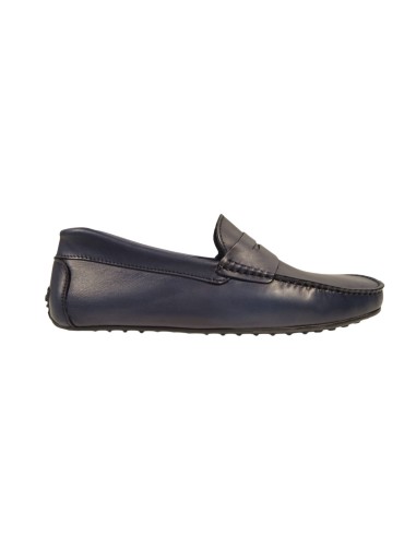 Mocasín de piel con antifaz color azul
