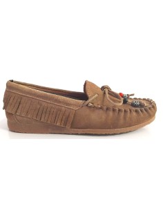 Mocasines de mujer de ante con remaches color beige