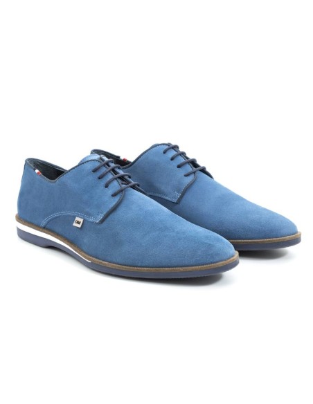 Derby casual de ante con suela en contraste color azul
