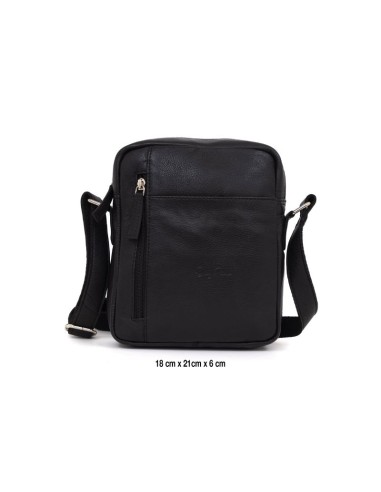 Black leather shoulder bag for men
