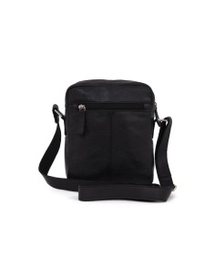 Black leather shoulder bag for men 2