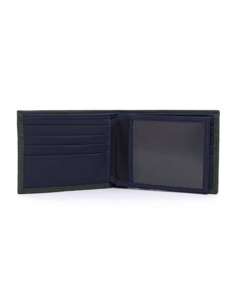 Cartera de piel con costura en contraste color verde