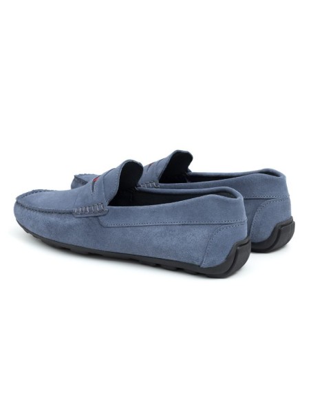 Mocasín de ante con antifaz color azul