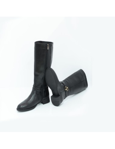 Botas de mujer de piel con hebilla color negro