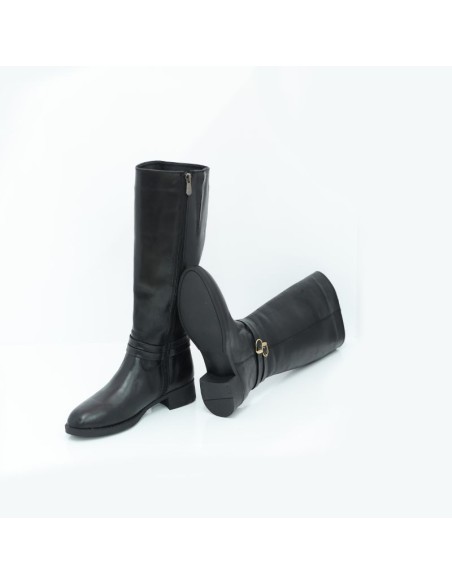 Botas de mujer de piel con hebilla color negro