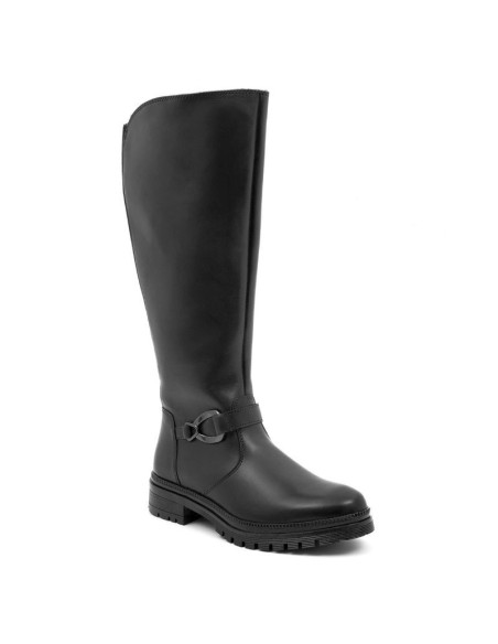 Botas de mujer de piel con aplique metálico color negro