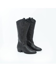 Botas de mujer de piel acabado a mano color negro