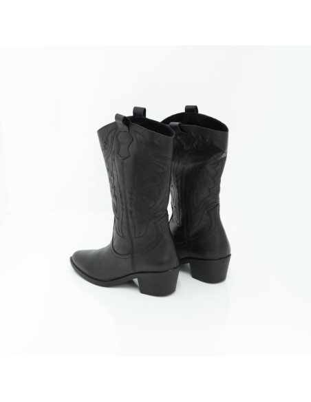 Black leather Women's high boots