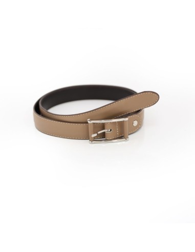 Beige leather women's belt