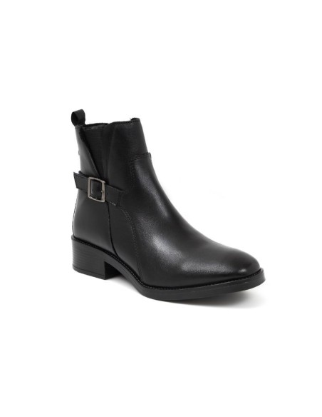 Botines de mujer de piel acabado a mano color negro