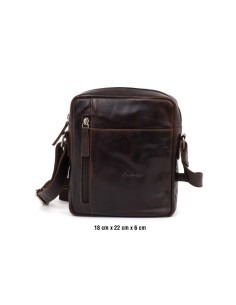 Brown leather shoulder bag for men